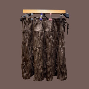 Star City Mini Skirt | Brown Crushed Velvet | Size L | Vintage